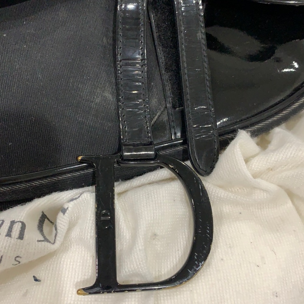 Christian Dior Canvas Patent Calfskin Saddle Bag - Picture 8 of 12